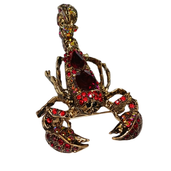 Scorpion Crystal Rhinestone Bling Articulated Stinger Brooch Pendant - Picture 10 of 15